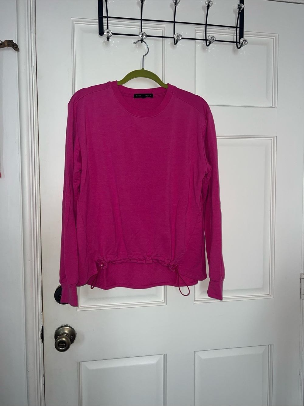 Women's Bright Fuchsia Drawstring Hem Pullover Sweatshirt